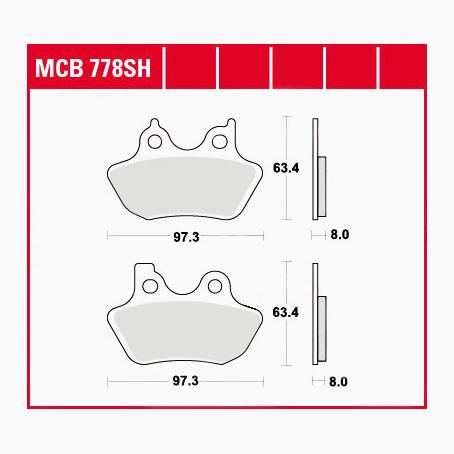 TRW Lucas Bremsbeläge Sintermetall Street MCB778SH 97,3x63,4x8mm - Motorradteile & Ersatzteile - Bremsen