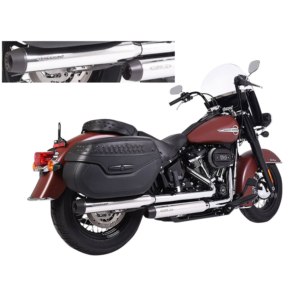 Miller Exhaust Auspuff Paar Tapered poliert/schwarz für Softail Deluxe 107 - Motorradteile & Ersatzteile - Auspuff