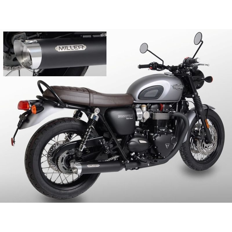 Miller Exhaust Auspuff SlashCut schwarz/poliert für Bonneville T120 16-20
