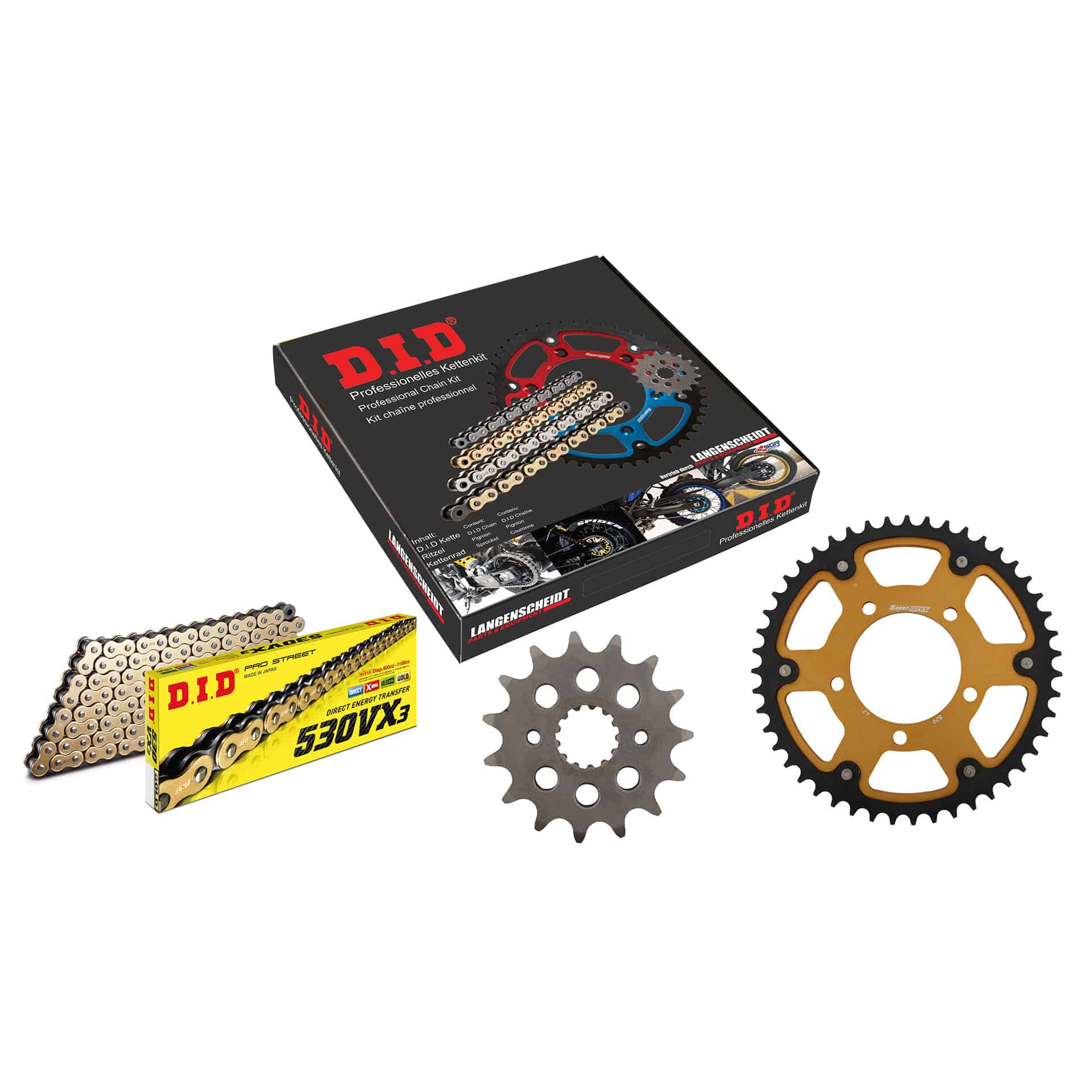 D.I.D. Supersprox Kettenkit Stealth 530VX3(G&B) Niet X 15/47/112 gold für Suzu - Motorradteile & Ersatzteile - Kraftübertragung