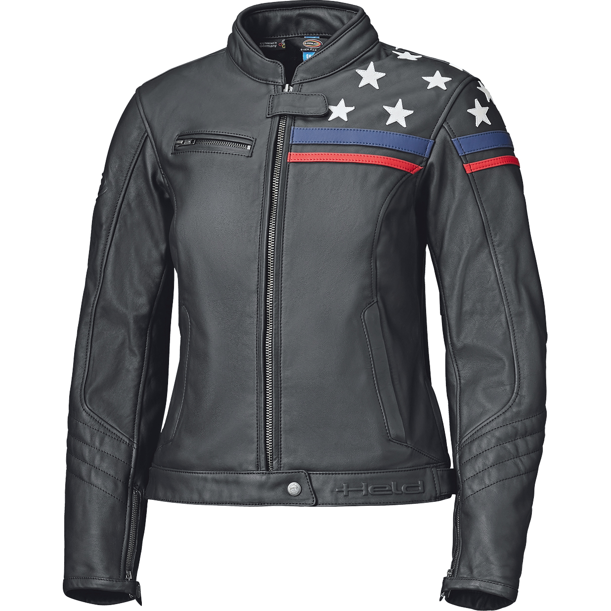 Held Midway Damen Lederjacke schwarz/weiß/blau/rot 36 - Motorradbekleidung - Motorradjacken