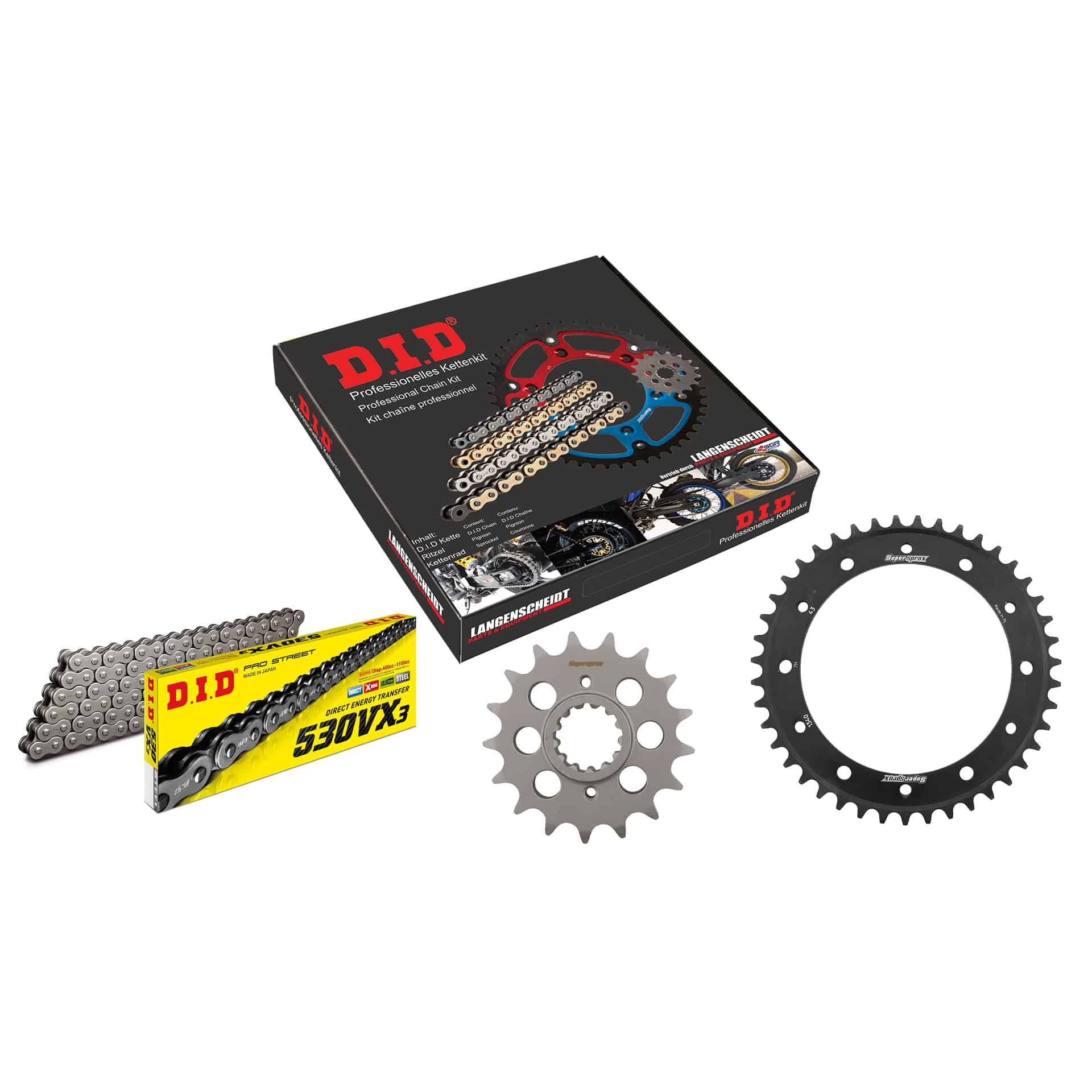 D.I.D. chain kit 530VX3 rivet X 17/43/108 for VFR 800 Fi 1998-2001