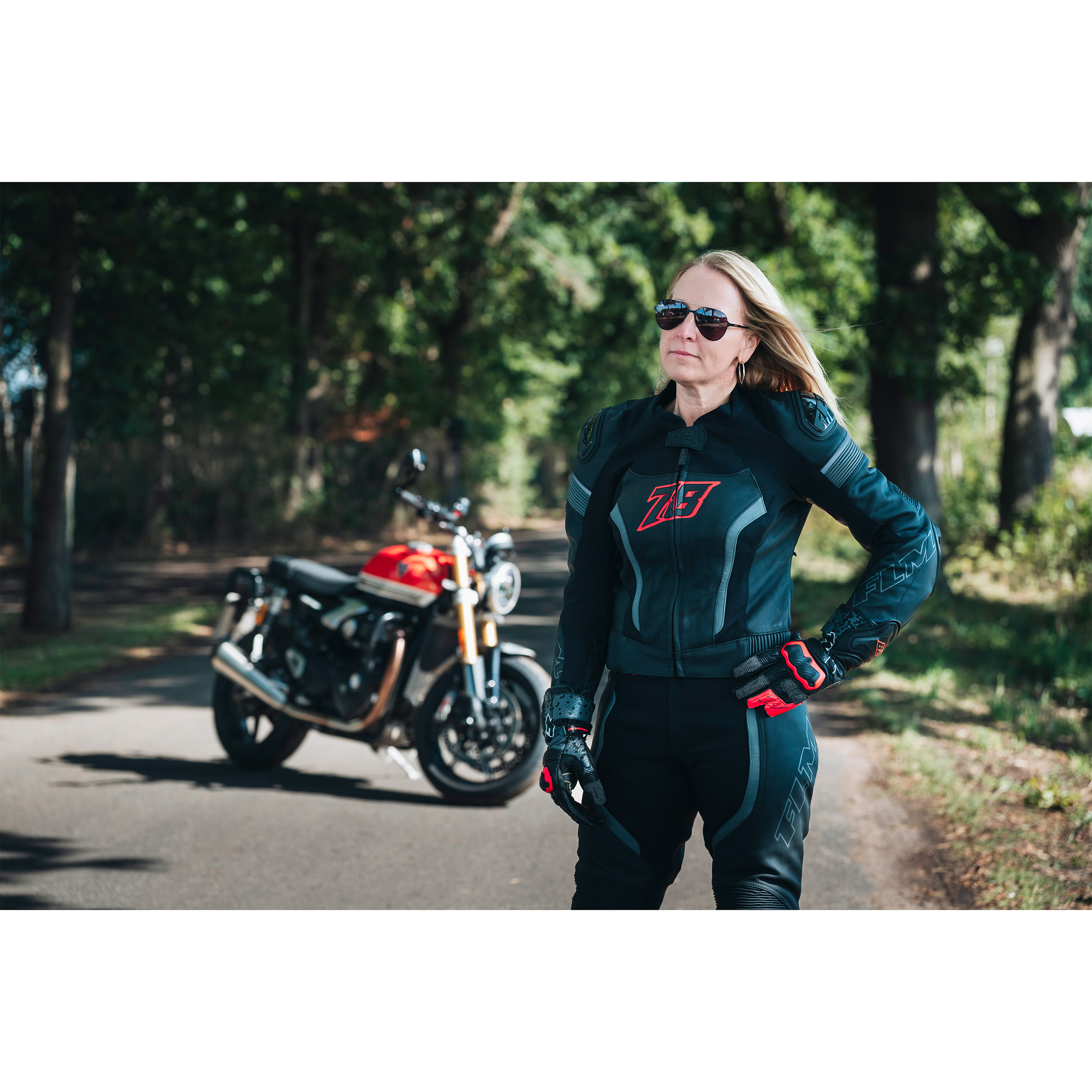 FLM-Mandalika Damen Sport Lederjacke anthrazit-0000979999010