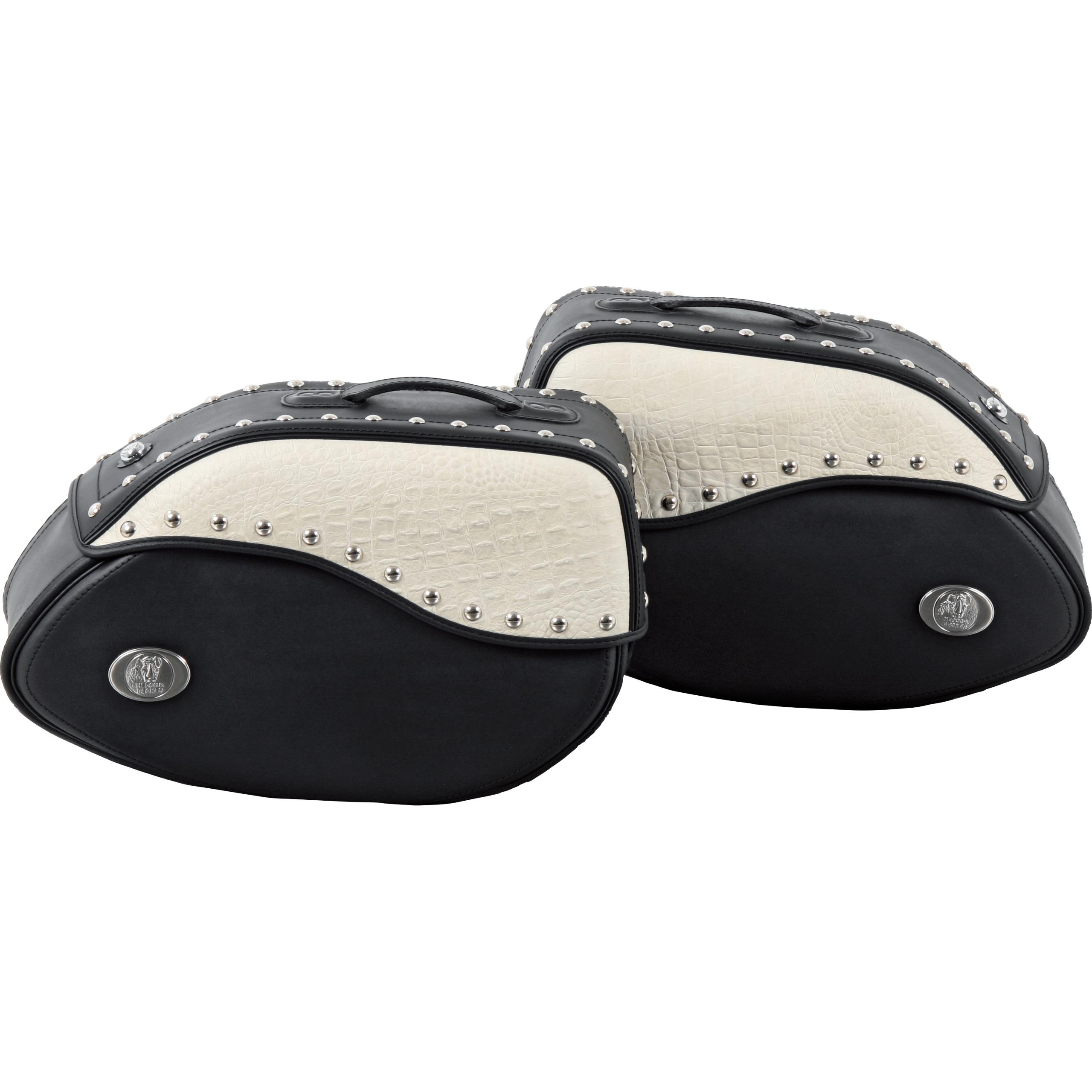 Hepco & Becker-Ledersatteltaschenpaar Ivory 60 Liter schwarz/elfenbein-5647151197000300
