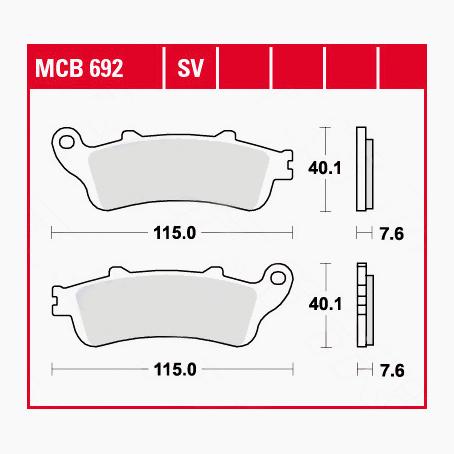 TRW Lucas Bremsbeläge organisch MCB692 115x40,1x7,6mm - Motorradteile & Ersatzteile - Bremsen