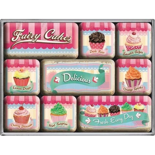 Nostalgic-Art-Magnet-Set - "Fairy Cakes - Delicious"-0002863