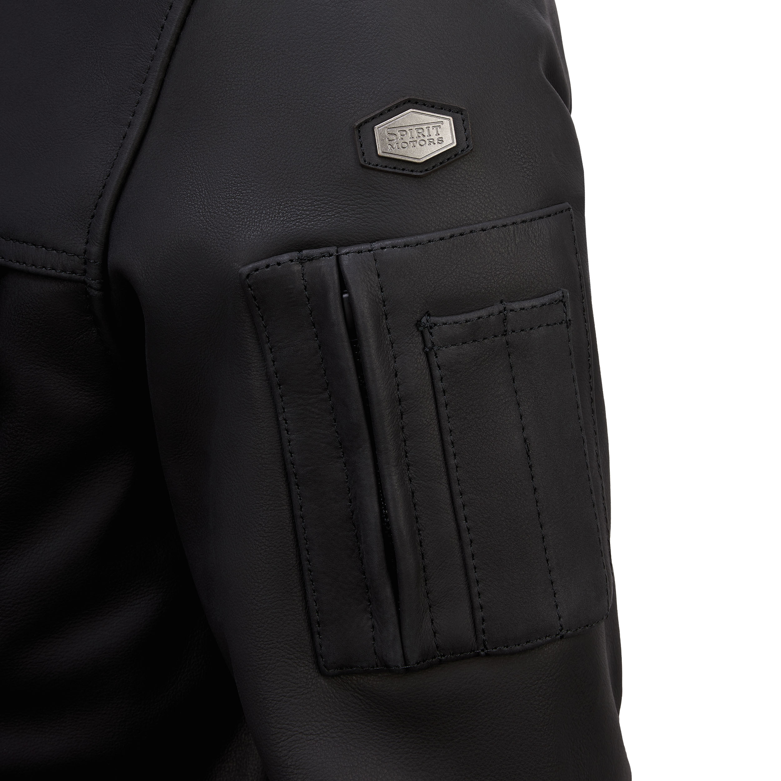 Spirit Motors-Mason Bomber Lederjacke schwarz-0001662999001