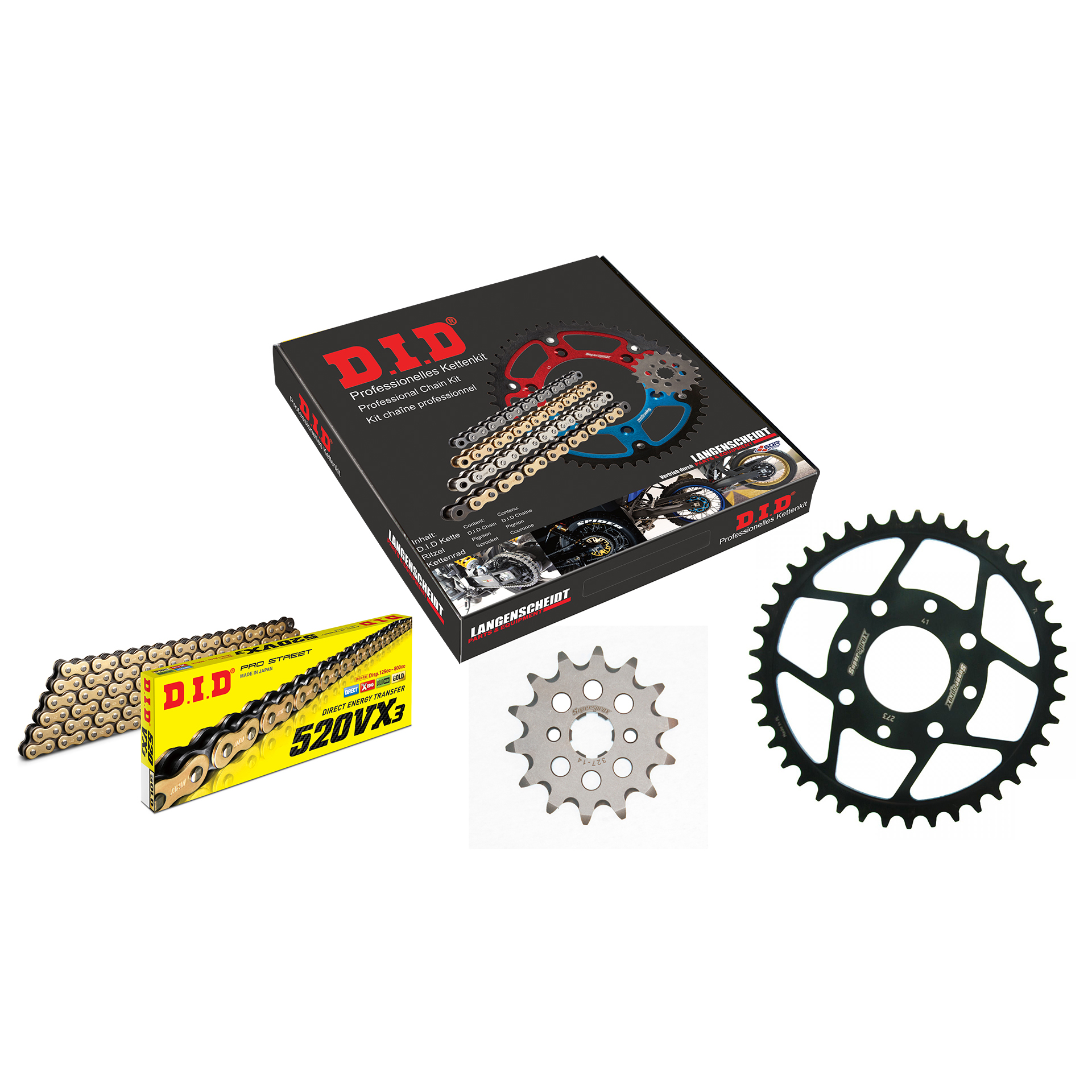 D.I.D. Kettenkit 520VX3(G&B) Clip X 14/41/112 für VT 125 C Shadow - Motorradteile & Ersatzteile - Kraftübertragung