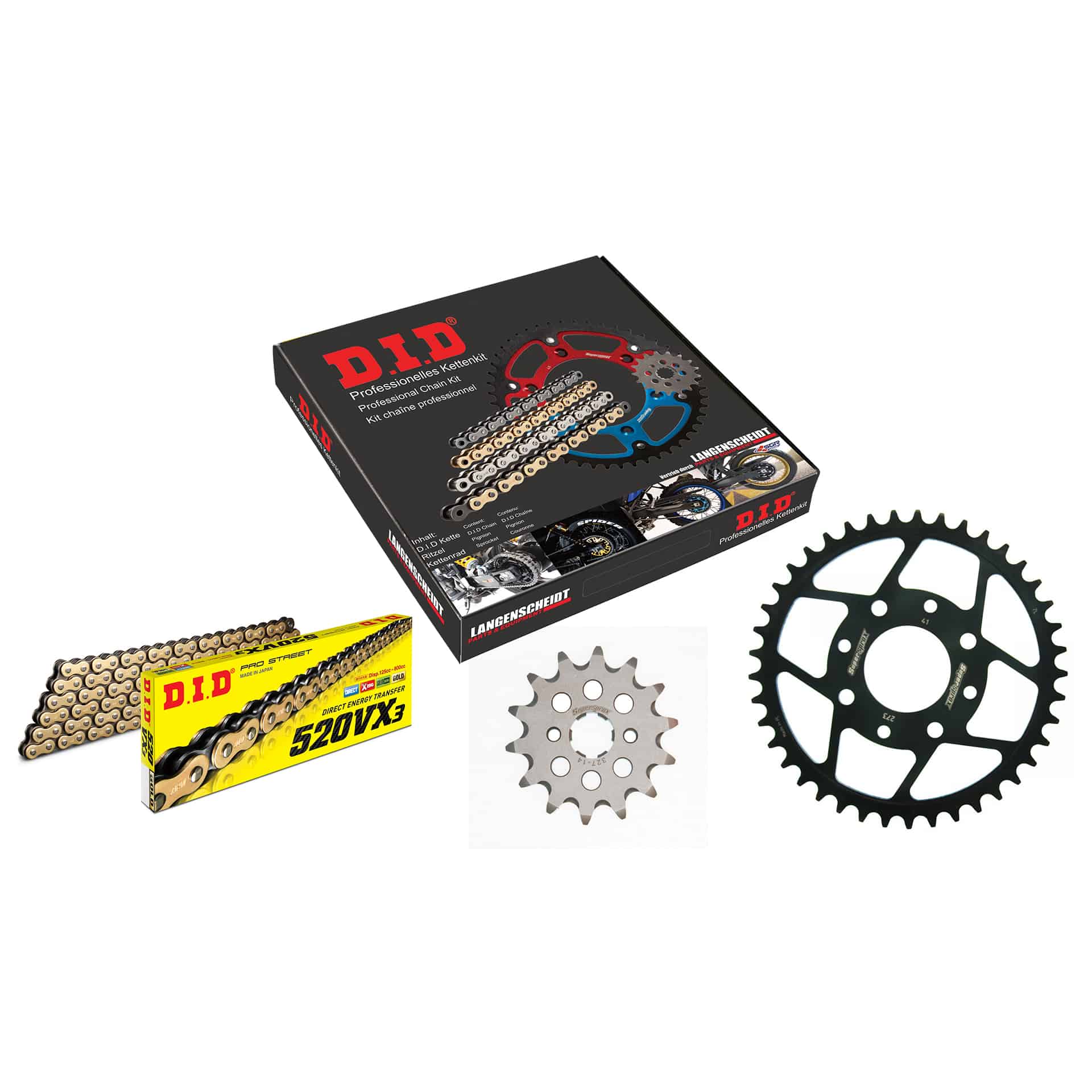 D.I.D. Kit chaîne 520VX3(G&B) Clip X 14/41/112 pour VT 125 C Shadow
