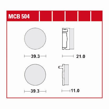 TRW Lucas Bremsbeläge organisch MCB504 Ø39,3x21/11mm - Motorradteile & Ersatzteile - Bremsen