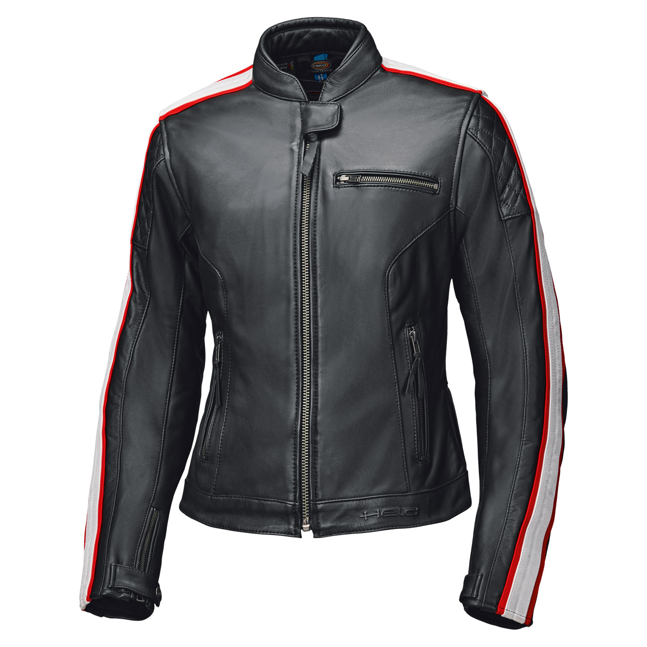 Held Brixham damen lederjacke schwarz/rot