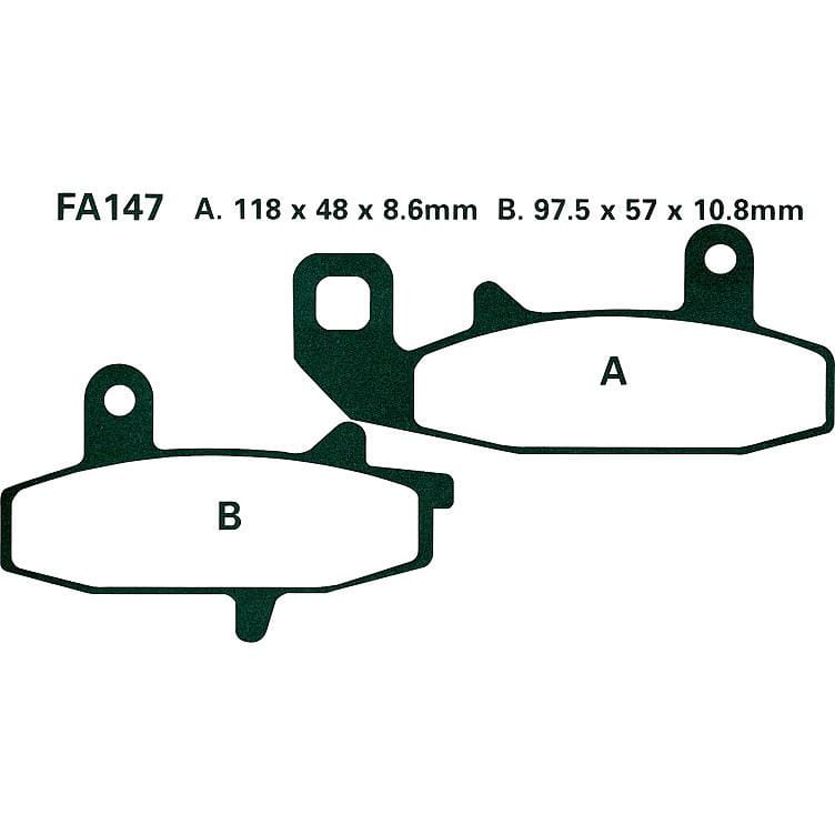 Hi-Q Bremsbeläge organisch FA147 118/97,5x48/57x8,6/10,8mm - Motorradteile & Ersatzteile - Bremsen