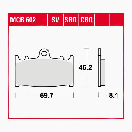 TRW Lucas Bremsbeläge Sintermetall Street MCB602SV 69,7x46,2x8,1mm - Motorradteile & Ersatzteile - Bremsen
