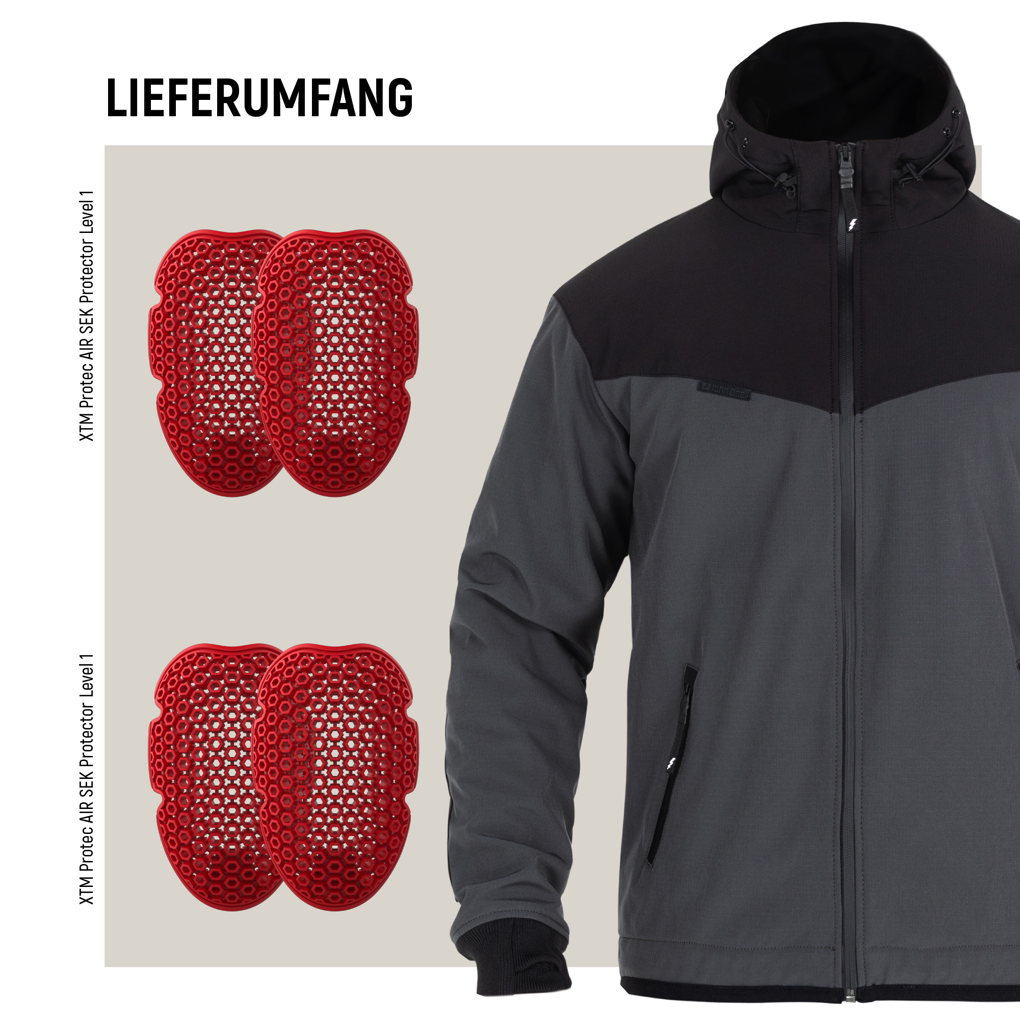 John Doe-XTM Softshell Rip-Stop Hoodie V3 grau/schwarz 4XL-0001678005058014