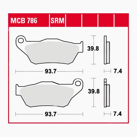 TRW Lucas-Bremsbeläge Sintermetall Scooter MCB786SRM 93,7x39,8x7,4mm-5707341268001350