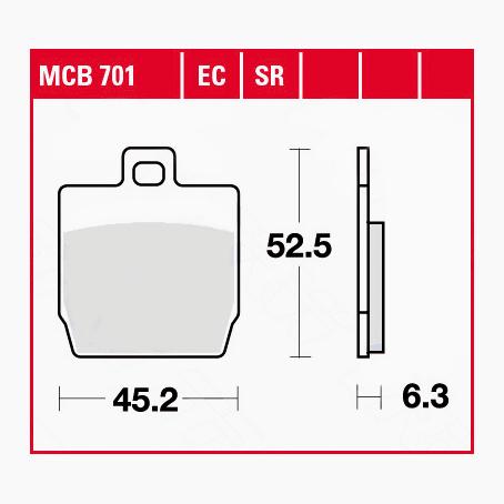 TRW Lucas Bremsbeläge organisch ECO MCB701EC 45,2x52,5x6,3mm - Motorradteile & Ersatzteile - Bremsen