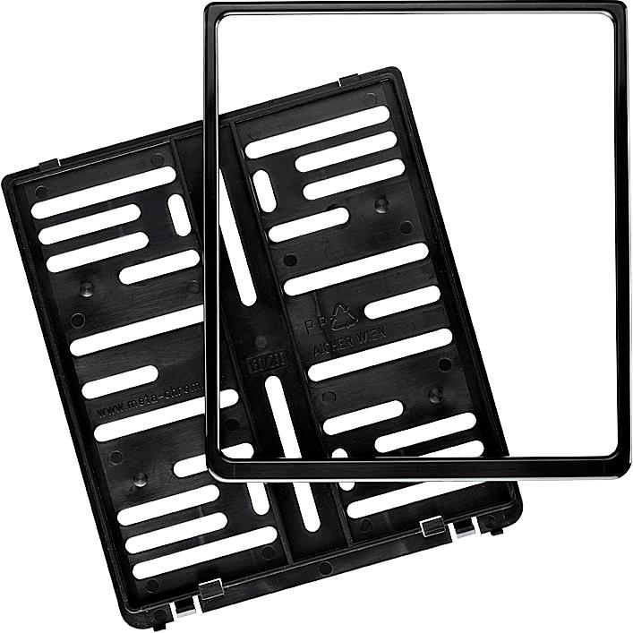 Meta-Chrom Kennzeichenhalter D für 180x200mm schwarz - Motorradteile & Ersatzteile - Anbauteile