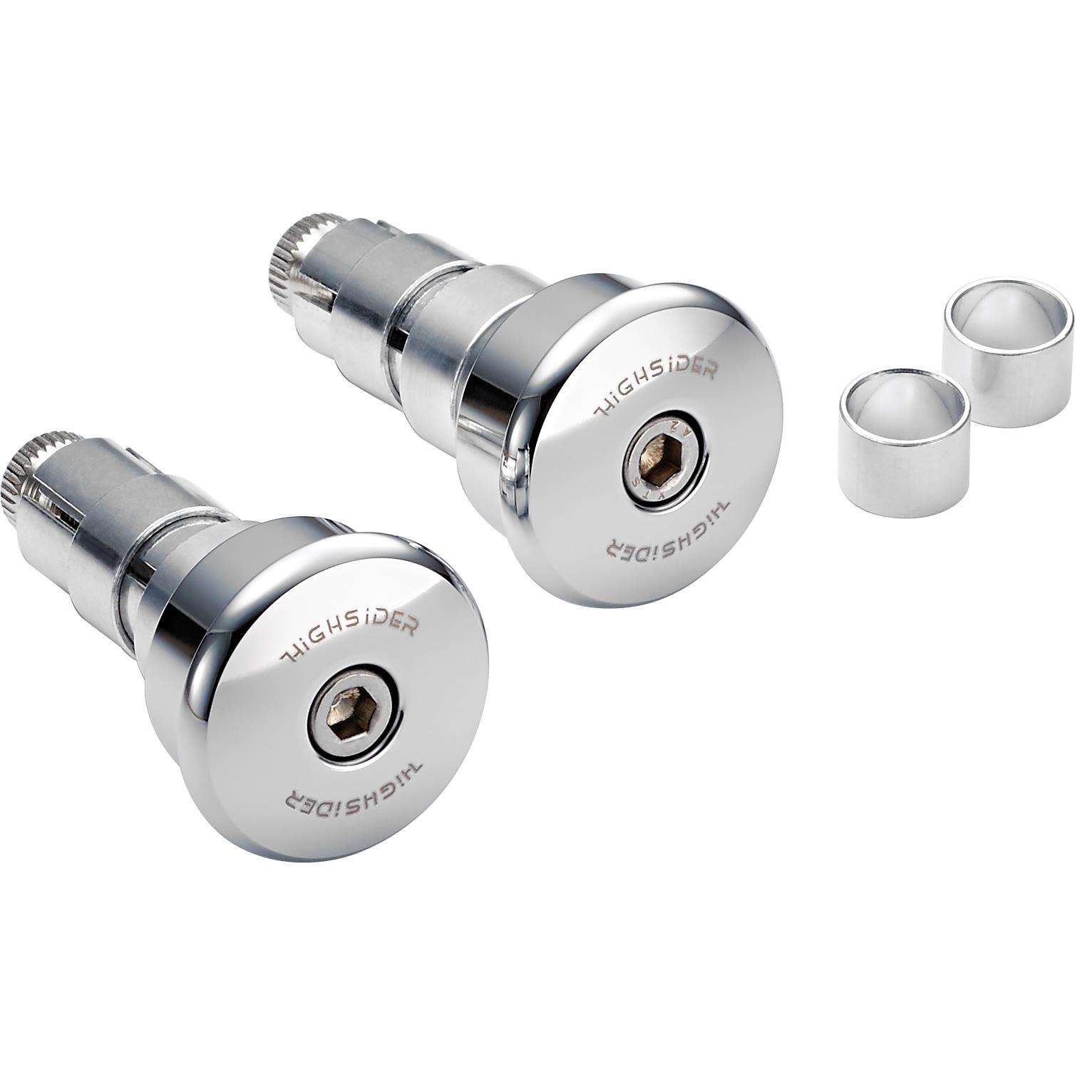 Highsider-Lenkergewichte Alu CURVE für 12-22mm Spiegelaufnahme chrom-5727801000001651