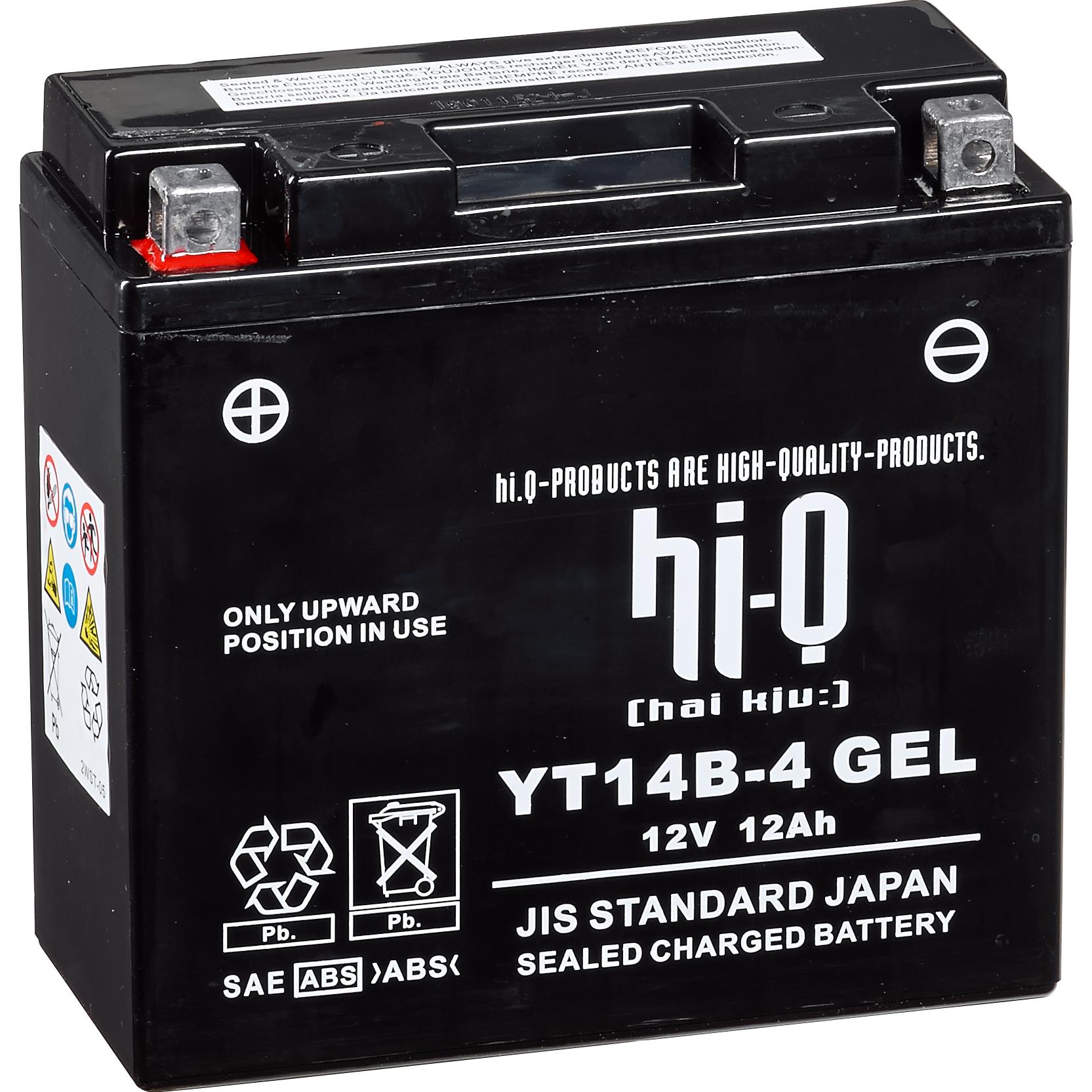 Batteria AGM Gel sigillata Hi-Q HT14B-4, 12V, 12Ah (YT14B-4)
