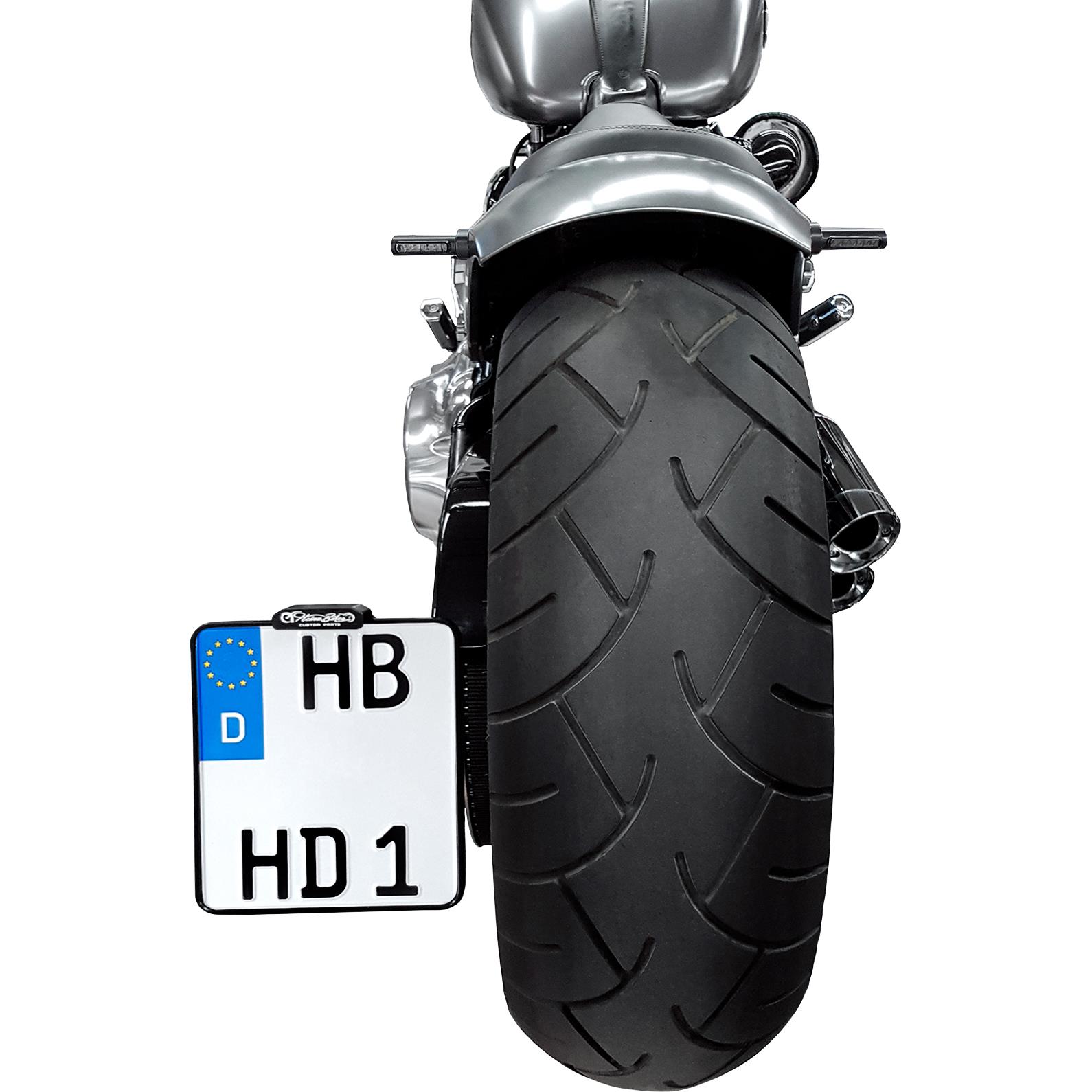 HeinzBikes seitlicher Kennzeichenhalter D 180mm HBSKZ-FX schwarz - Motorradteile & Ersatzteile - Anbauteile