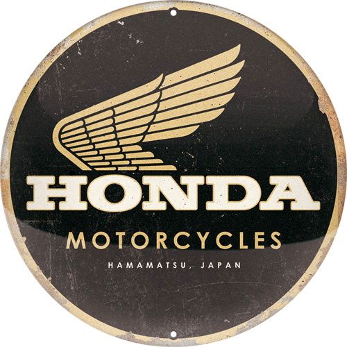 Nostalgic-Art Rundes Blechschild Ø 35 cm - Honda MC - Motorcycles Gold - Motorradzubehör - Geschenkideen