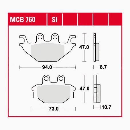 TRW Lucas Bremsbeläge Sintermetall Offroad MCB760SI 94/73x47x8,7/10,7 - Motorradteile & Ersatzteile - Bremsen