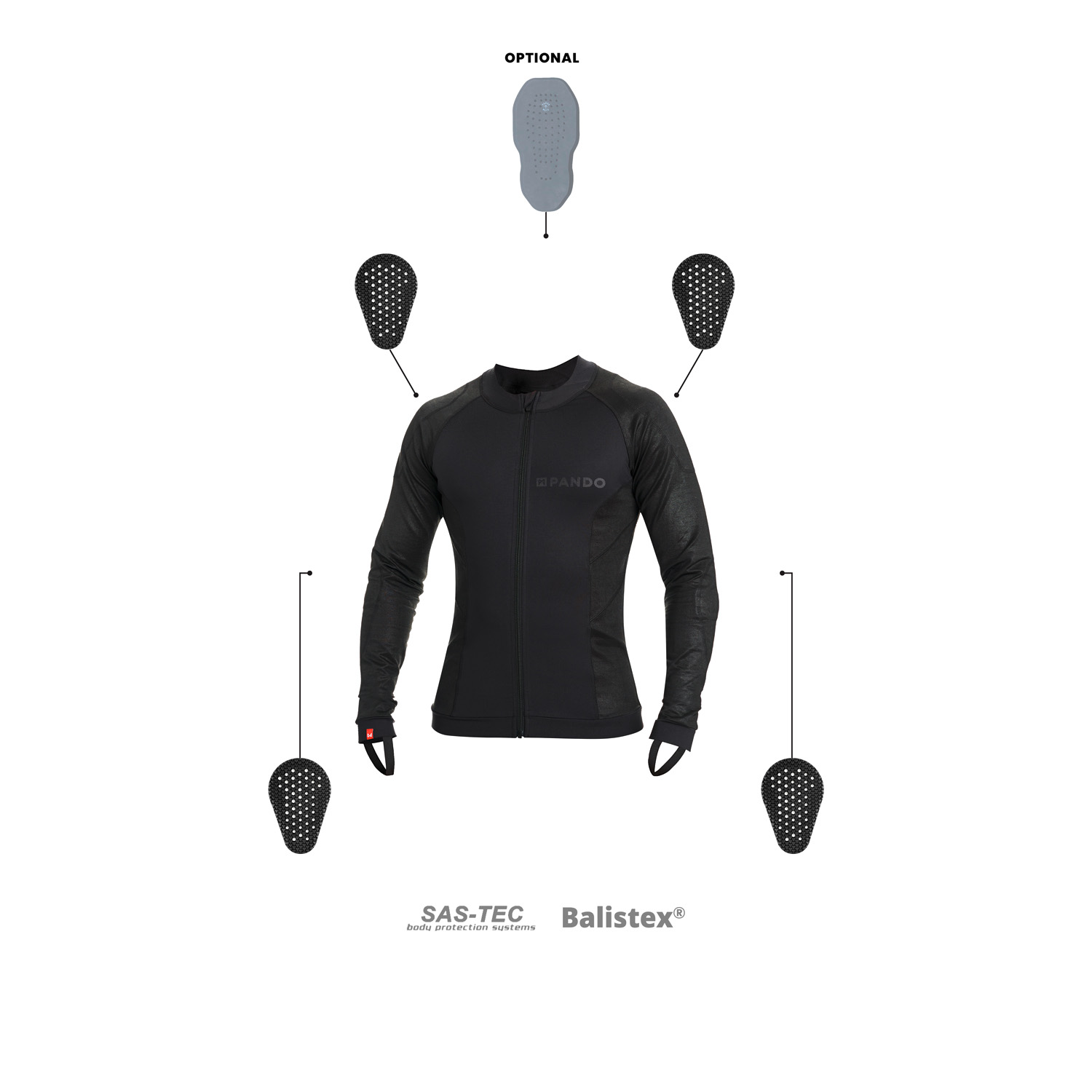 Pando Moto-Shell UH 03 Gepanzertes Motorrad-Baselayer Shirt-0002121002001008