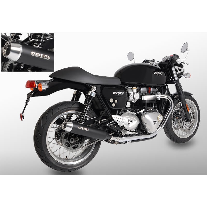 Miller Exhaust Auspuff Tapered schwarz/poliert für Triumph Thruxton R 16-20 - Motorradteile & Ersatzteile - Auspuff