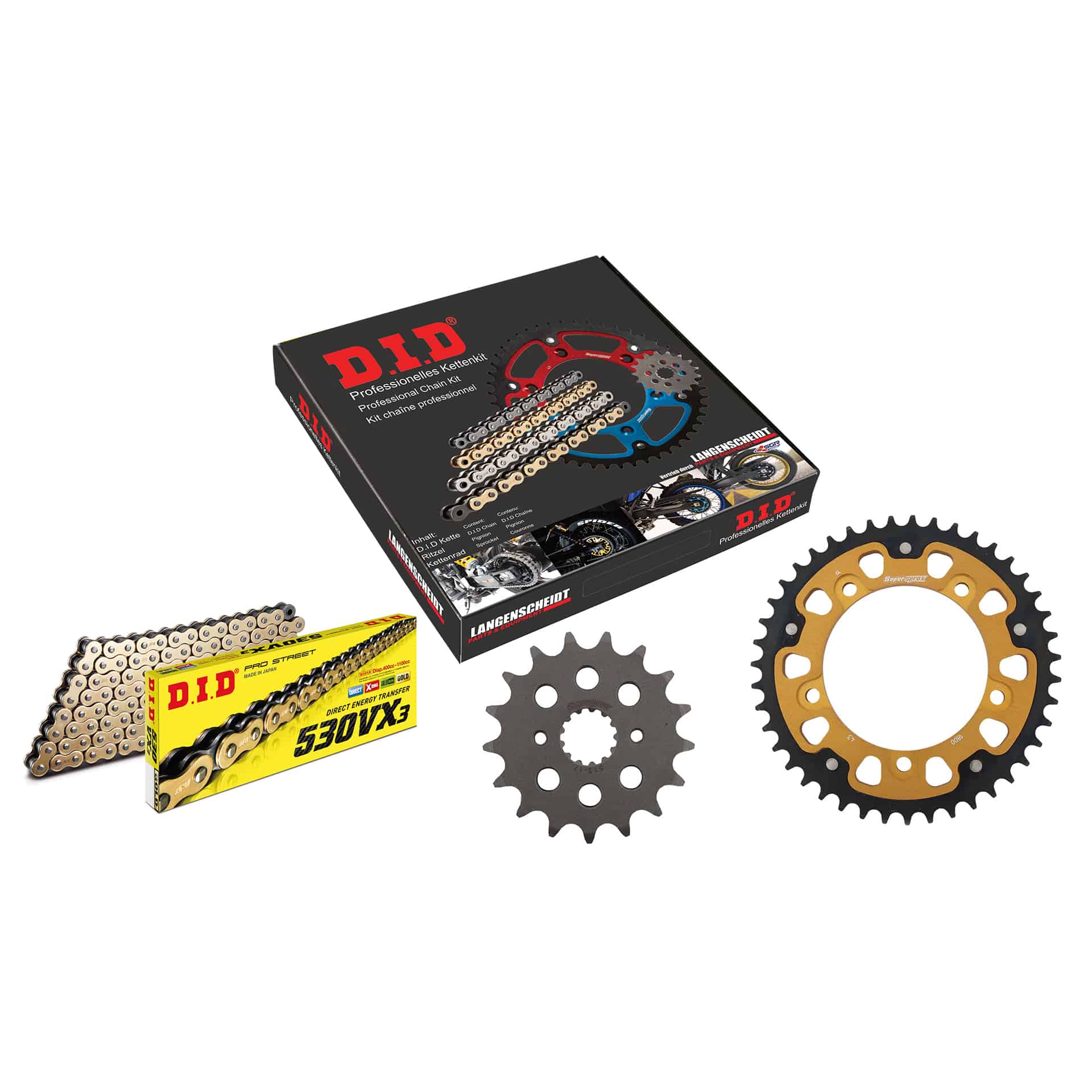 D.I.D. Supersprox Kettenkit Stealth 530VX3(G&B) Niet X 17/43/112 gold für Suzu
