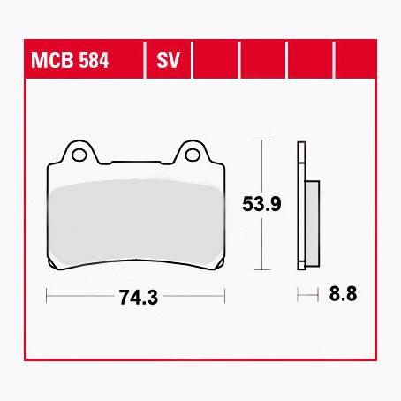 TRW Lucas Bremsbeläge organisch MCB584 74,3x53,9x8,8mm - Motorradteile & Ersatzteile - Bremsen