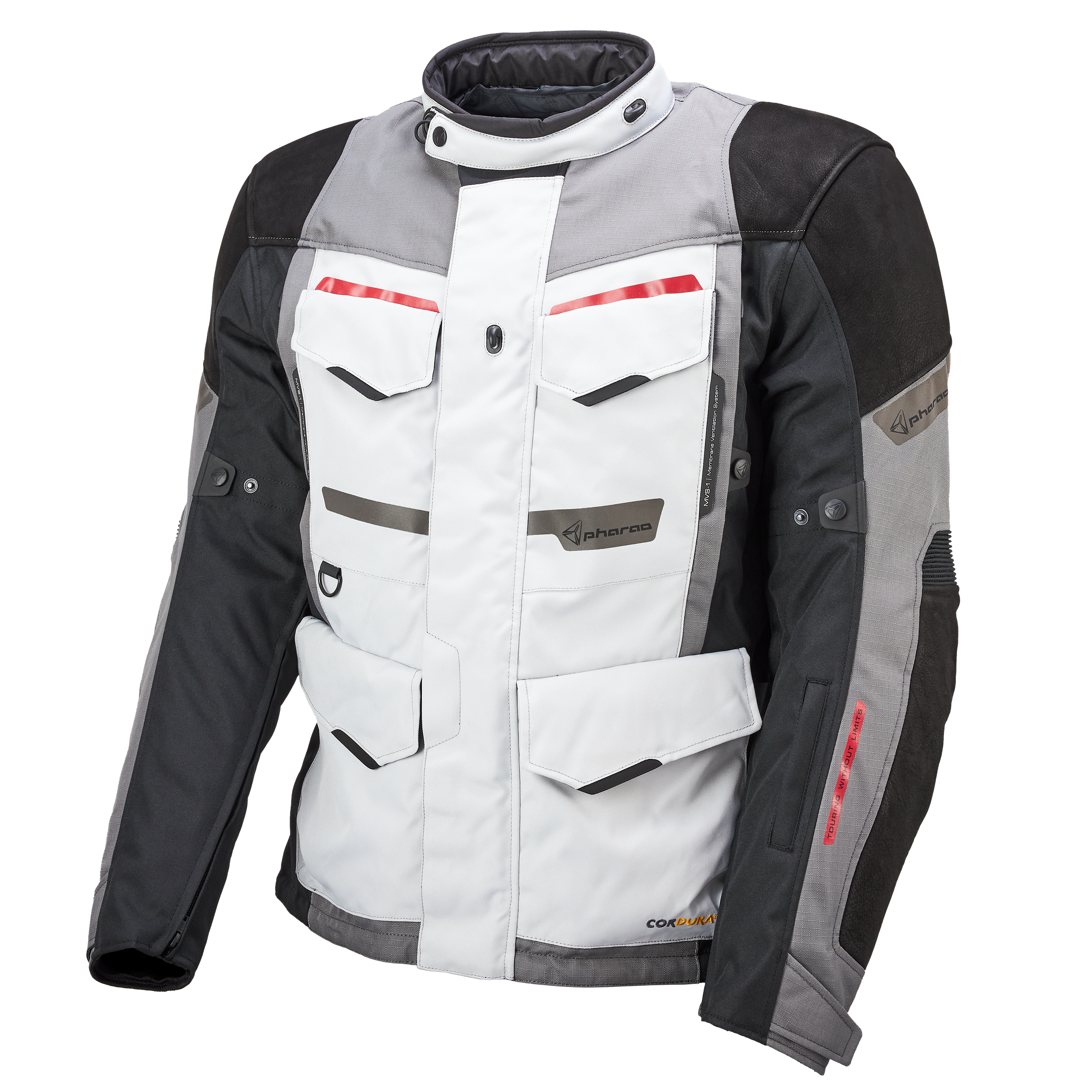 Pharao Jucar WP Leder-/Textiljacke schwarz/grau 3XL - Motorradbekleidung - Touring Motorradbekleidung