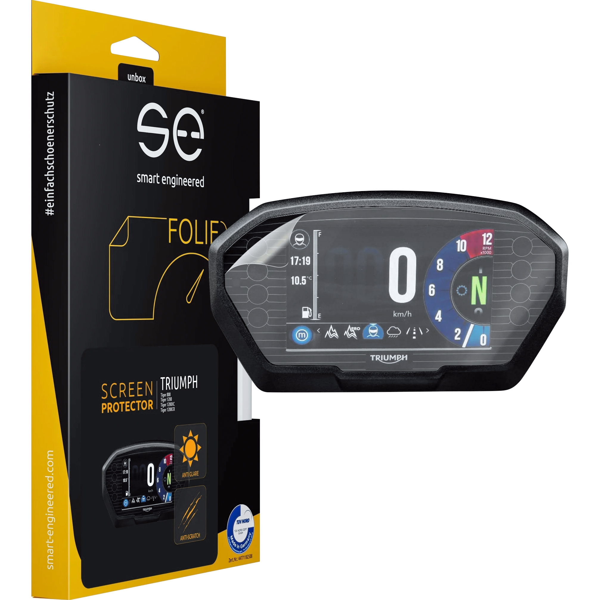 Smart Engineered cockpit protector film anti-reflective for Triumph Tiger 800/1200