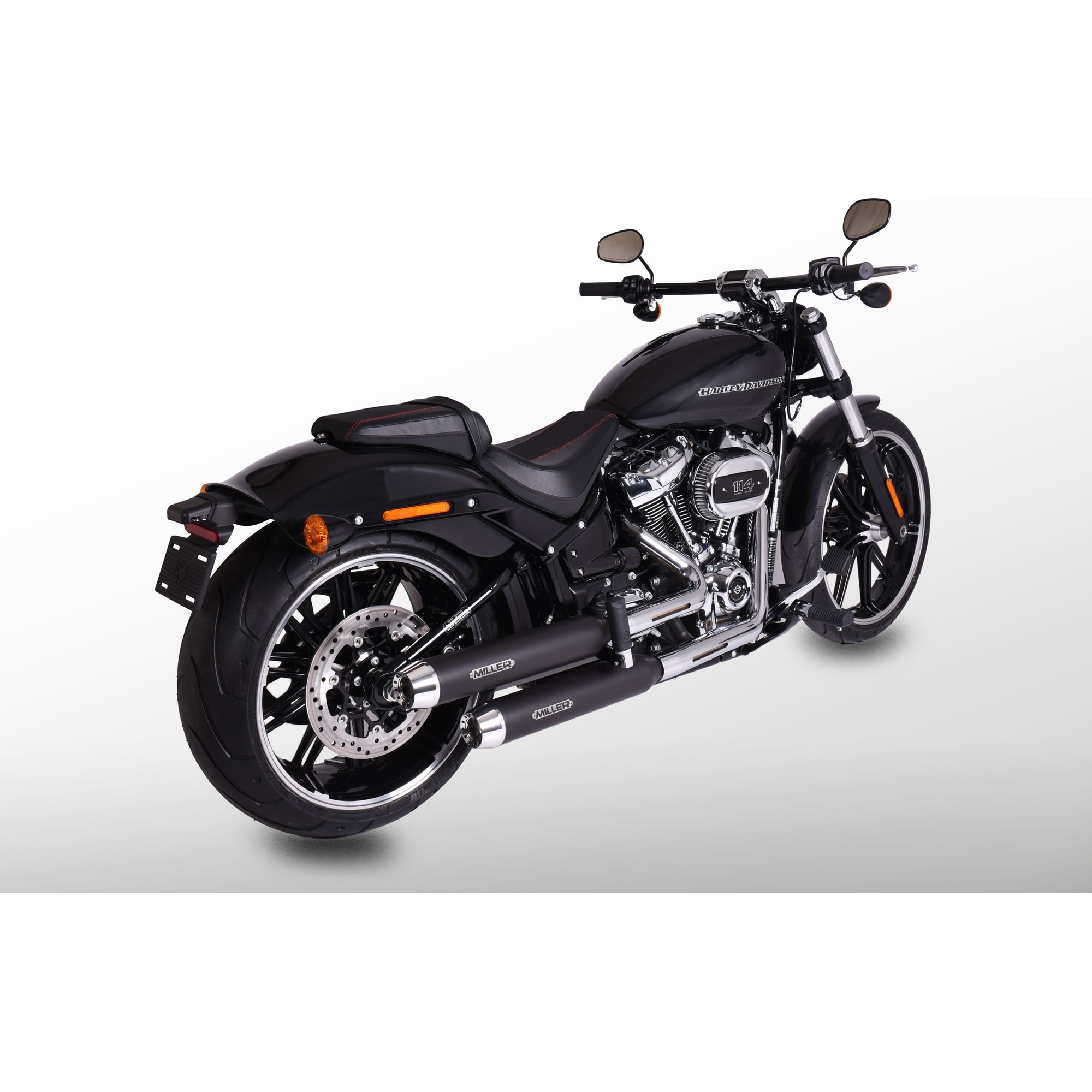 Miller Exhaust Auspuff Paar Tapered schwarz/poliert für Breakout Euro4 - Motorradteile & Ersatzteile - Auspuff