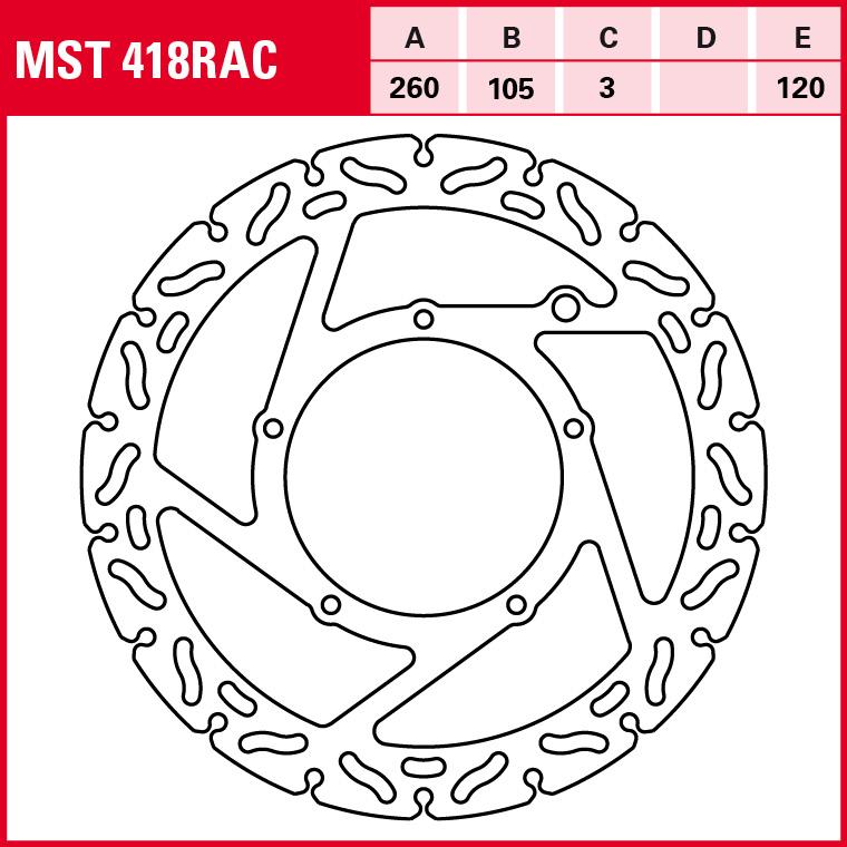 TRW Lucas Bremsscheibe RAC starr MST418RAC 260/105/120/3mm - Motorradteile & Ersatzteile - Bremsen