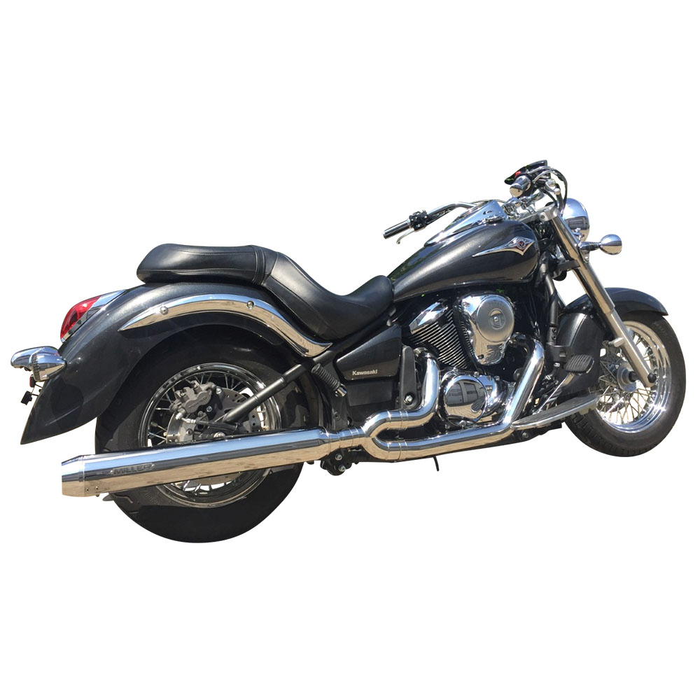 Miller Exhaust Auspuffanlage 2in1 Tapered poliert für Kawasaki VN 900 - Motorradteile & Ersatzteile - Auspuff