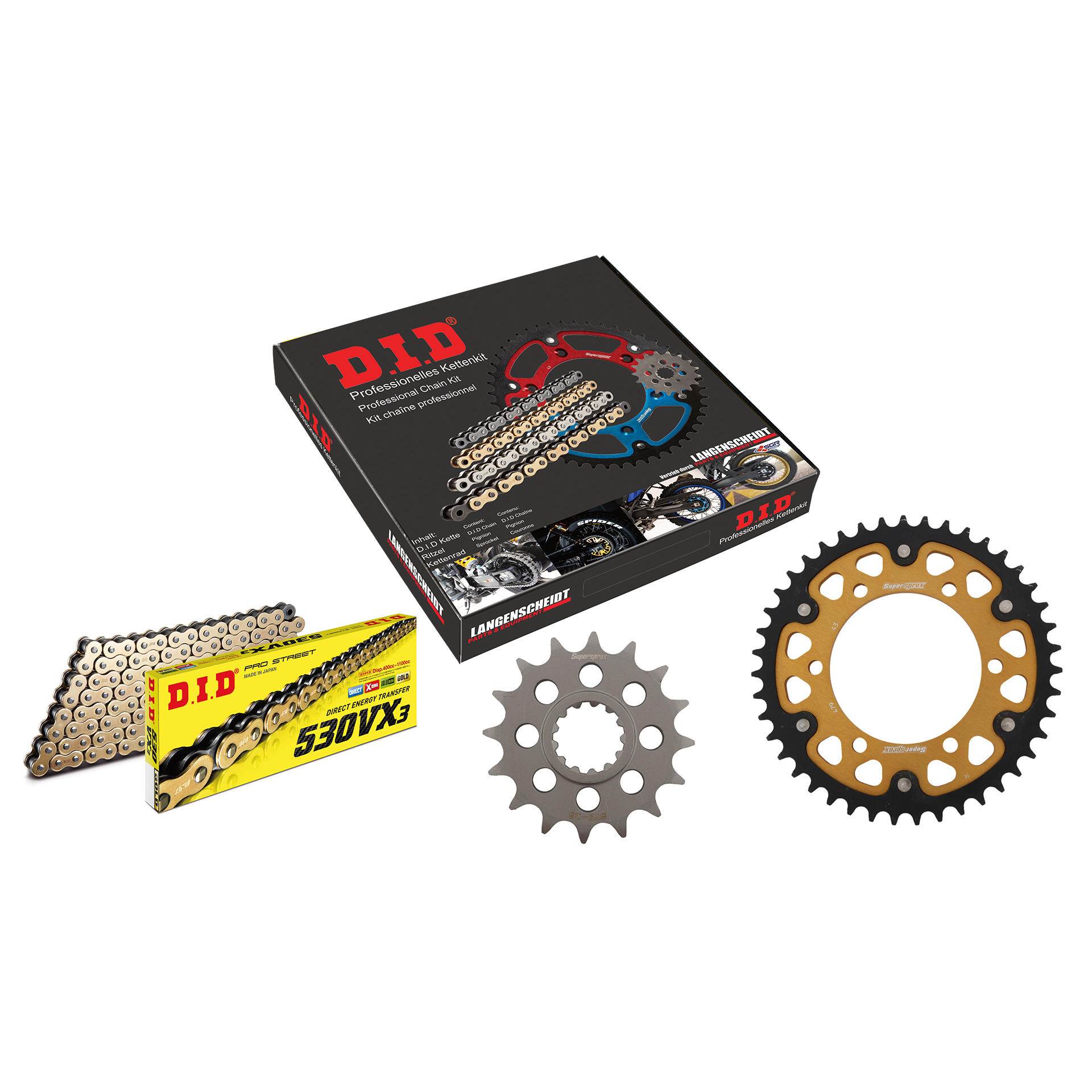 D.I.D. Supersprox-Kettenkit Stealth 530VX3(G&B) Niet X 16/43/114 gold für Yama-5751001265011210