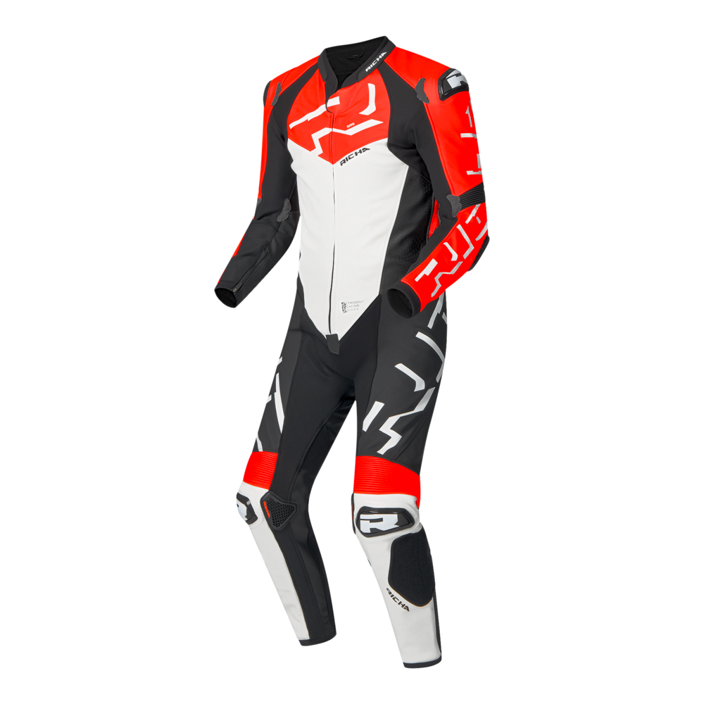 Richa Stradale GP Lederkombi 1-tlg. weiß/fluo rot 50 - Motorradbekleidung - Motorradbekleidung Herren