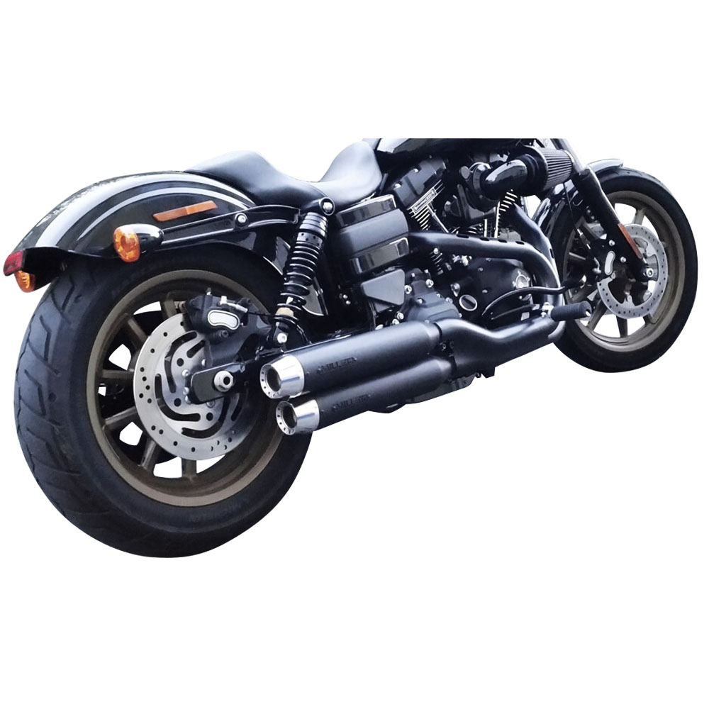 Miller Exhaust Auspuff Paar Tapered schwarz/poliert für Low Rider S 15-16 - Motorradteile & Ersatzteile - Auspuff
