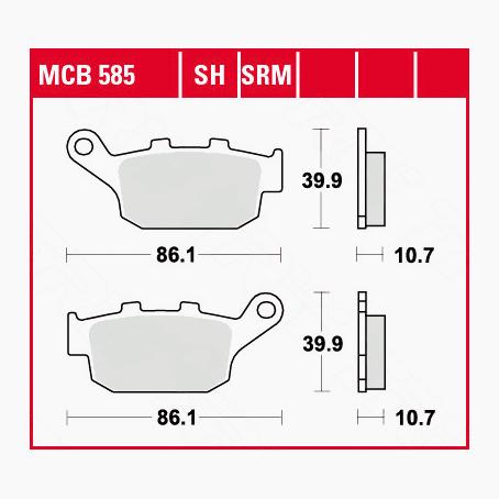 TRW Lucas Bremsbeläge organisch MCB585 86,1x39,9x10,7mm - Motorradteile & Ersatzteile - Bremsen