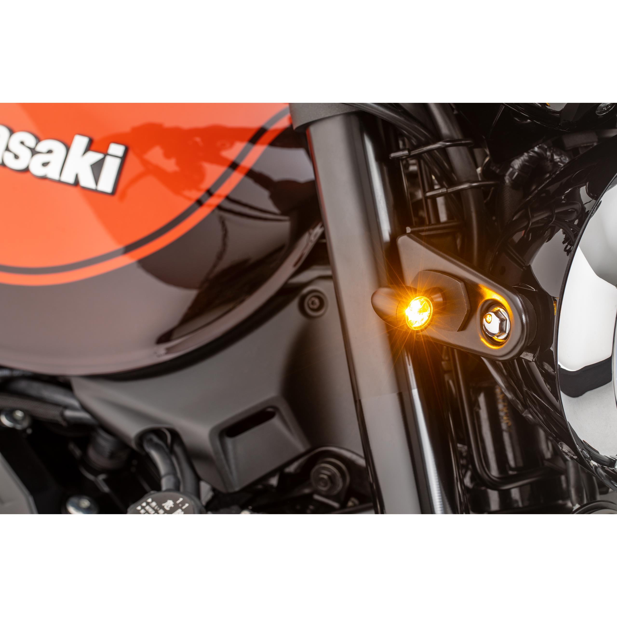 Hashiru-LED Blinkerpaar ST39 M8 Alu Ø23mm schwarz, getöntes Glas-5727571020004110
