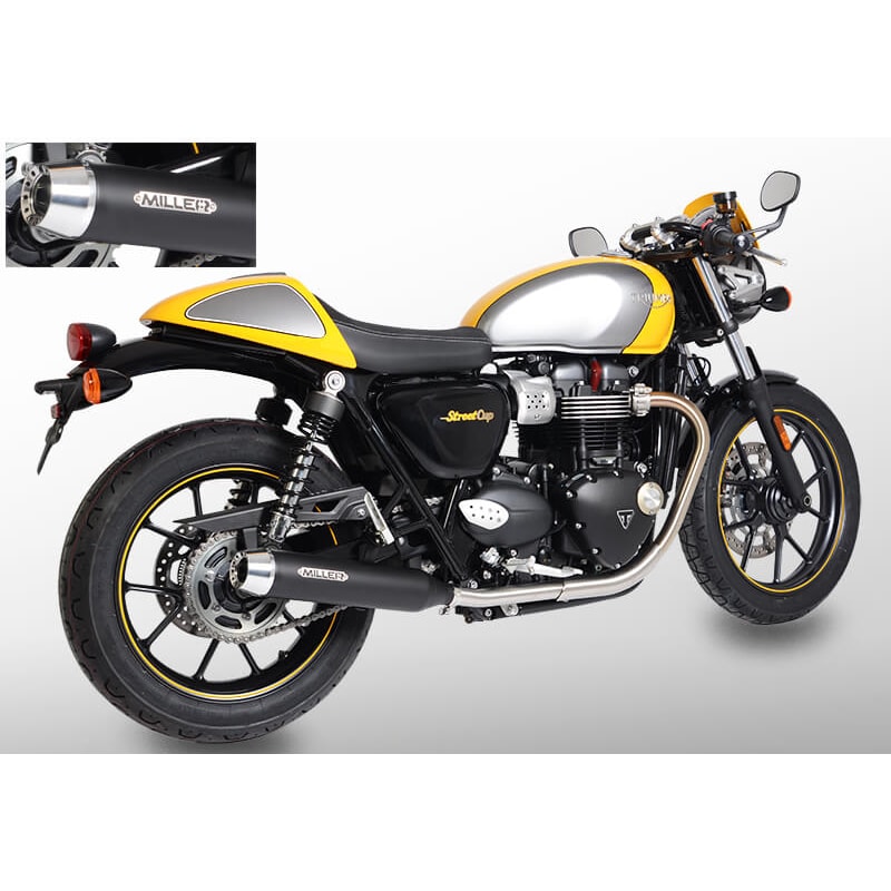 Miller Exhaust Auspuff Tapered schwarz/poliert für Triumph Street Cup 17-20 - Motorradteile & Ersatzteile - Auspuff