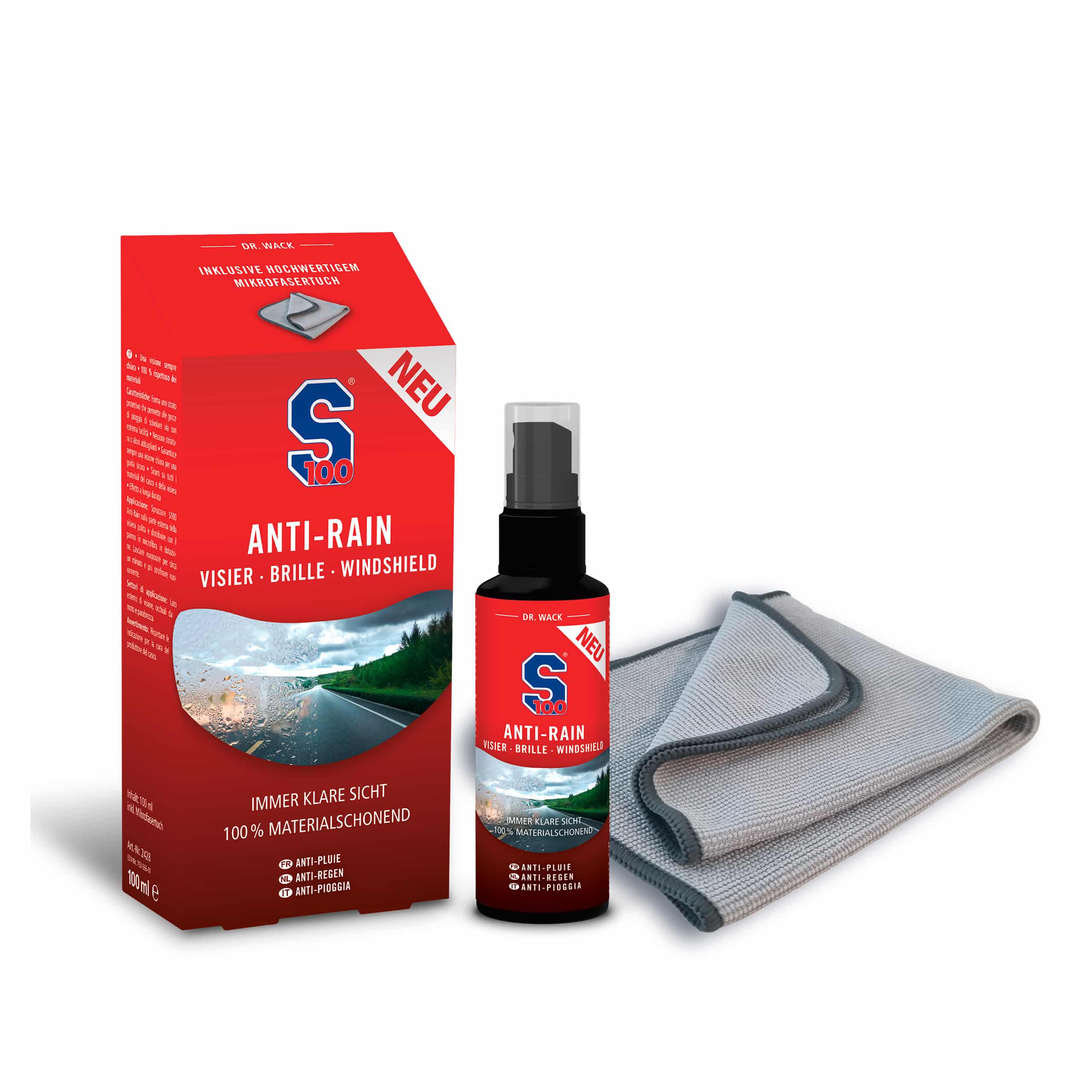 S100 Anti-Rain 100 ml inkl. Mikrofasertuch - Motorradzubehör - Reinigung & Pflege
