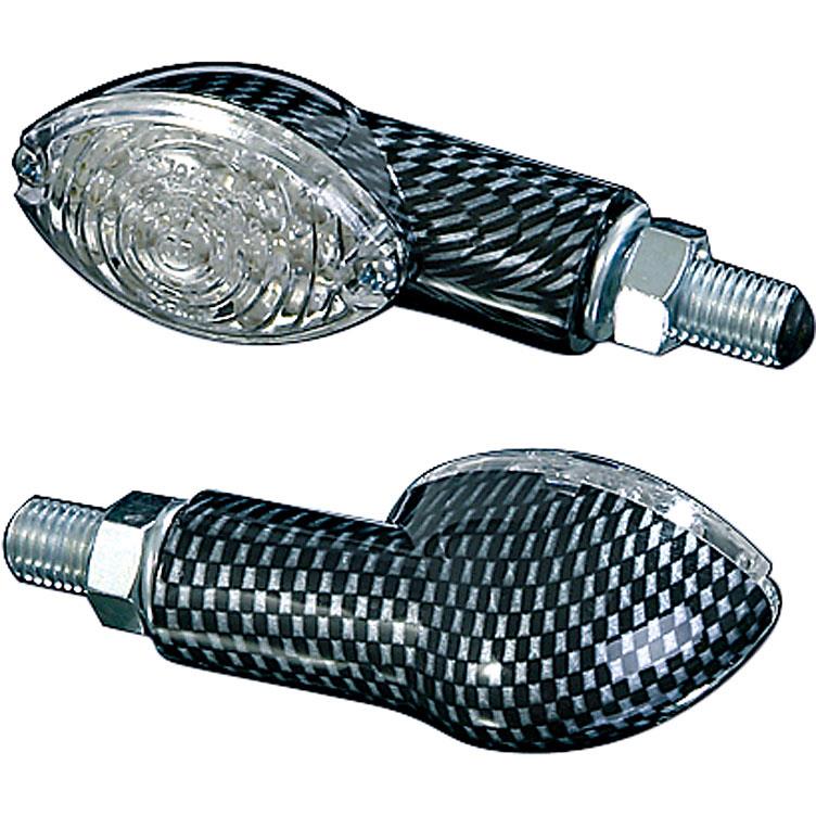 Shin Yo LED Blinkerpaar Cateye M10 kurz carbonlook klarglas - Motorradteile & Ersatzteile - Beleuchtung