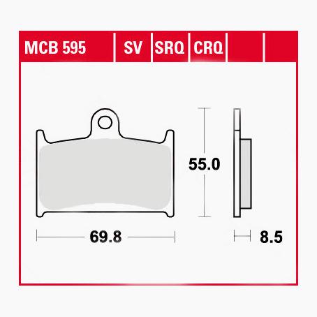 TRW Lucas Bremsbeläge organisch MCB595 69,8x55x8,5mm - Motorradteile & Ersatzteile - Bremsen