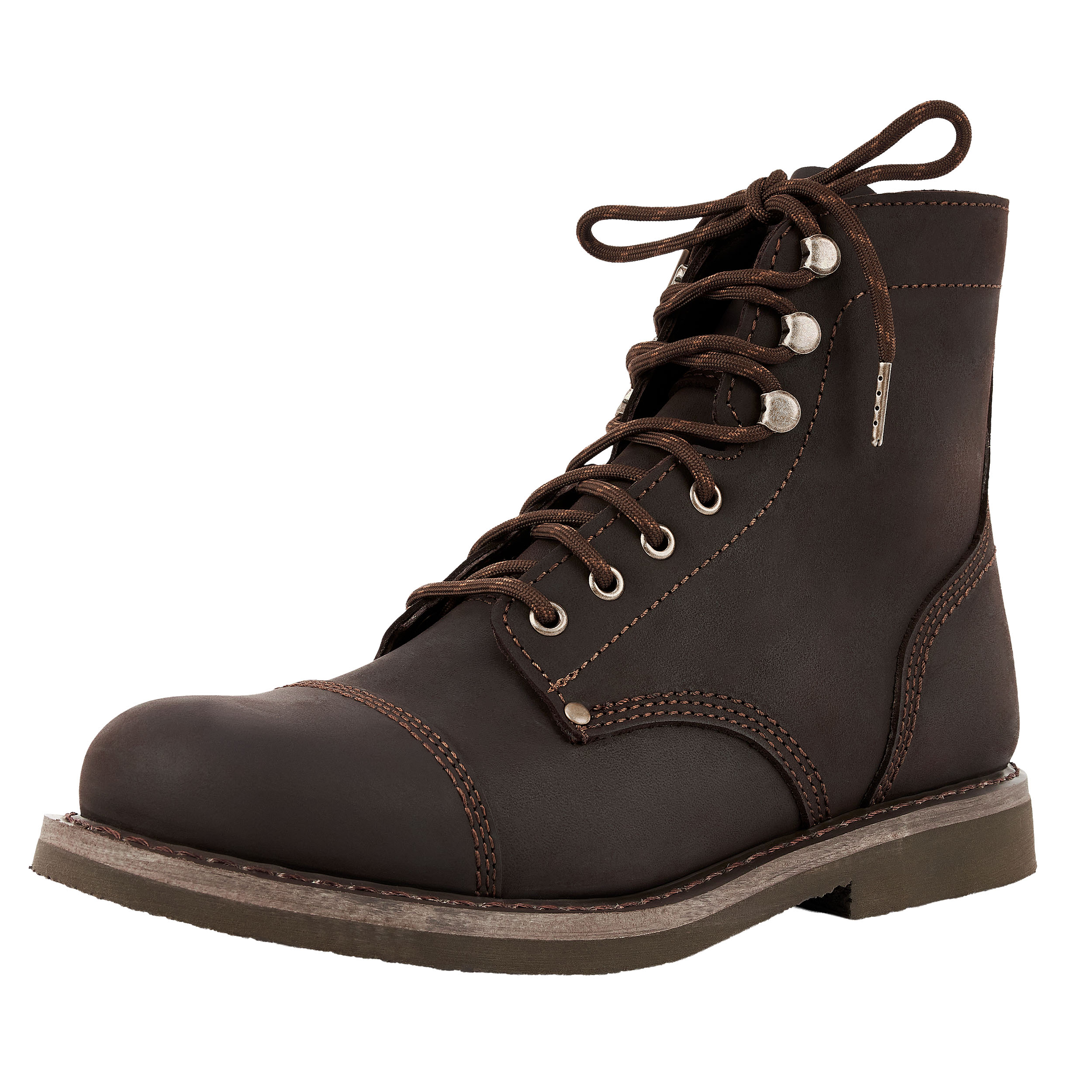 Bottes courtes à lacets en cuir de moto Jamie marron