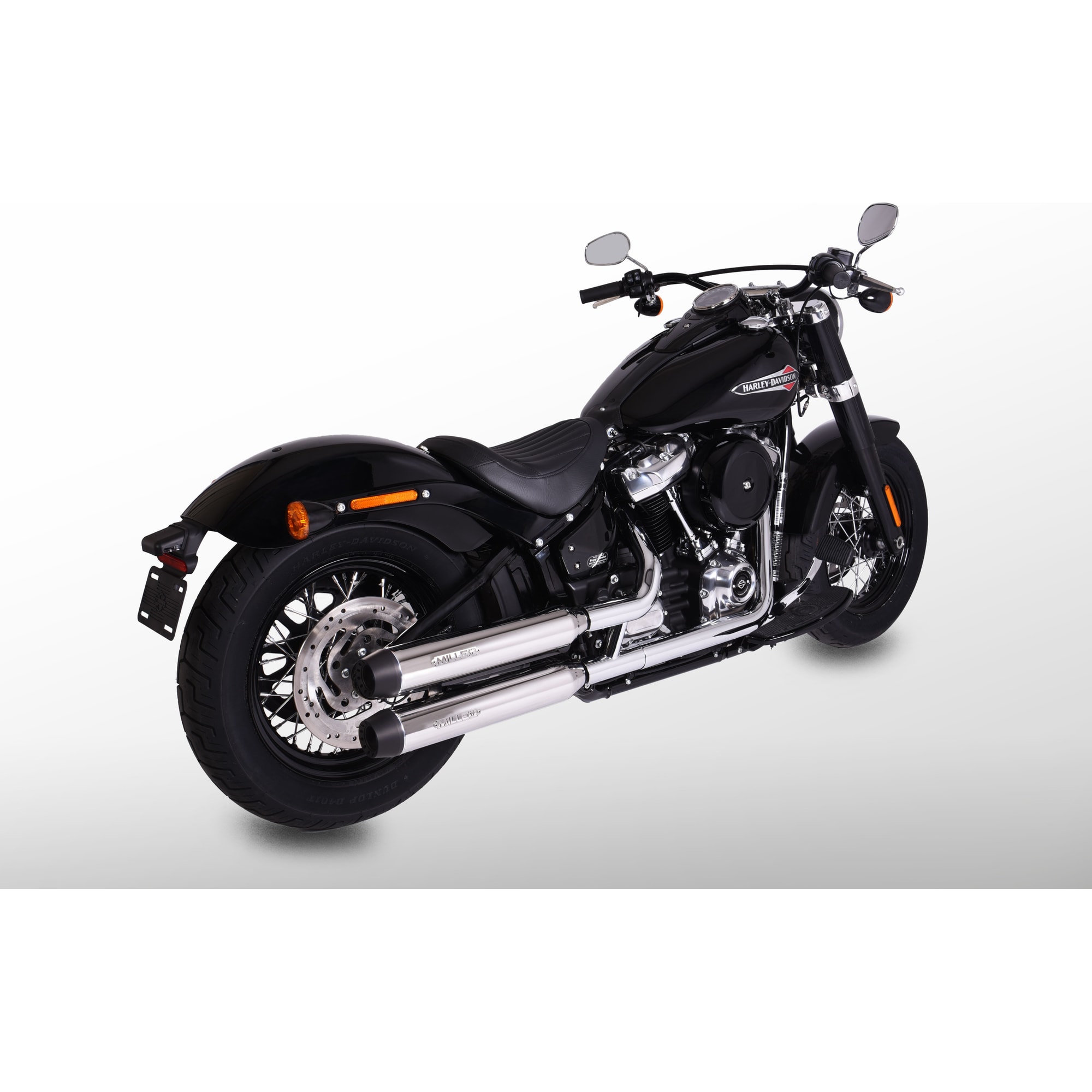 Miller Exhaust Auspuff Paar Tapered poliert/schwarz für Low Rider 2018-2020 - Motorradteile & Ersatzteile - Auspuff
