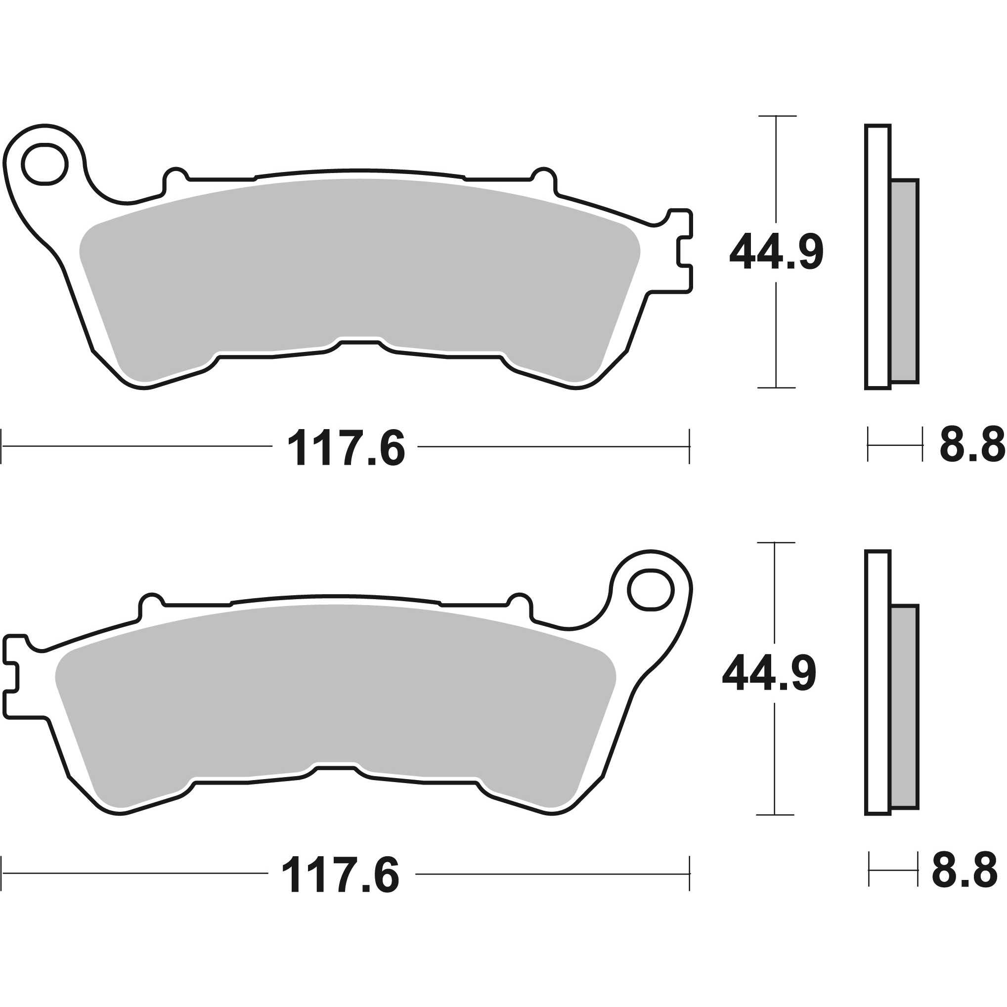 Brembo-Bremsbeläge Sintermetall 07HO57.SA vorne 117,6x44,9x8,8mm-5526141268001240