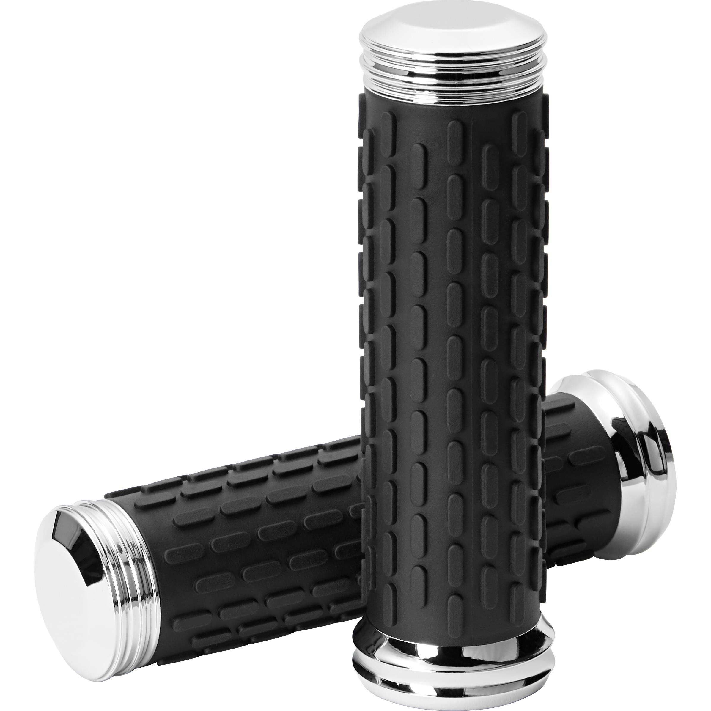 Handlebar grip pair Hashiru ST06 with aluminum ends for 25.4mm black/chrome