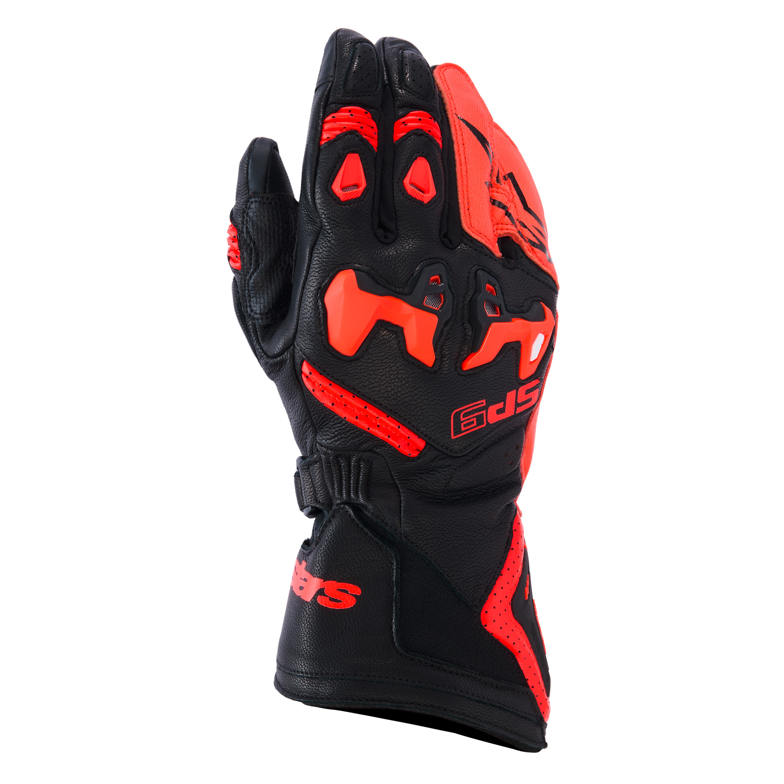 Alpinestars-SP-9 Sporthandschuh lang schwarz/fluo rot M-0001715006045009