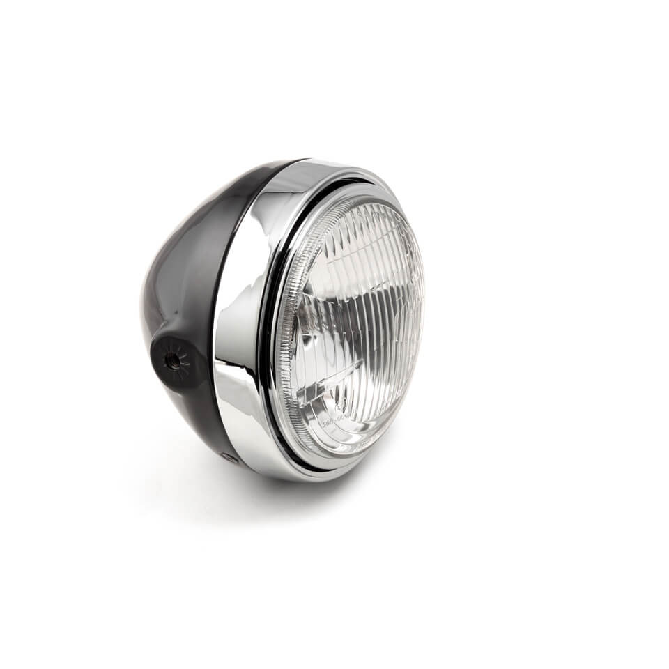LSL Scheinwerfer Scrambler H4 schwarz mit Chromring - Motorradteile & Ersatzteile - Beleuchtung